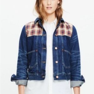 NWT Madewell Plaid Trucker Denim Jacket